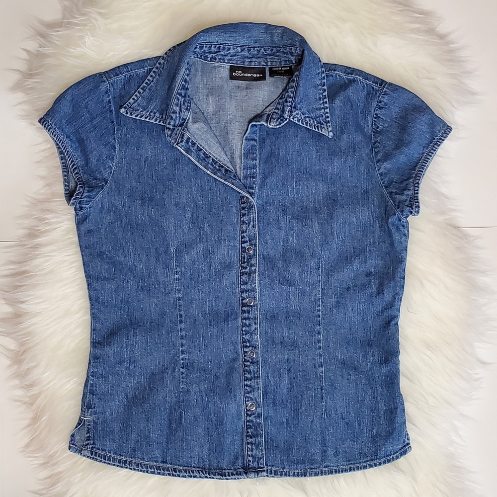 No Boundaries Denim Short sleeve Top..